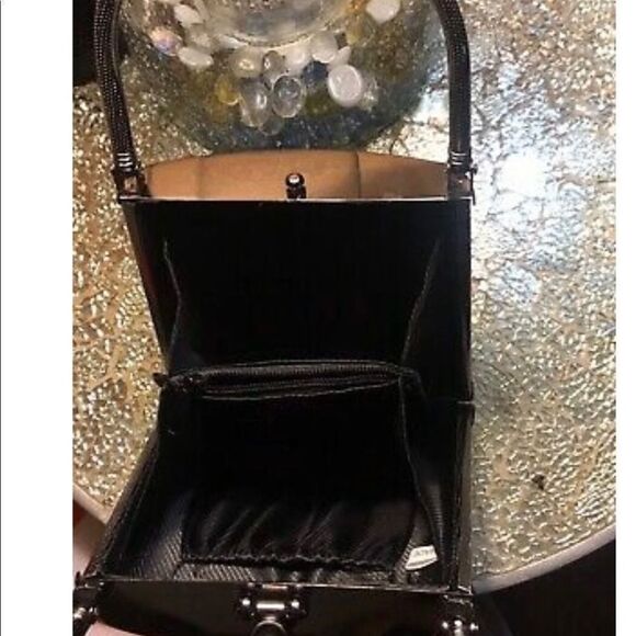 Grey Beaded, Sequin Clutch Hand Bag w Metal Handle. Unique